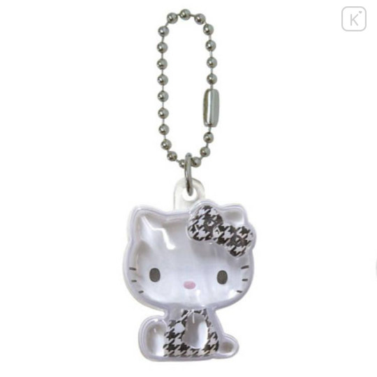 Japan Sanrio Acrylic Keychain - Hello Kitty : Houndstooth Black Plump 3D - 1
