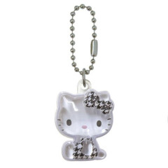 Japan Sanrio Acrylic Keychain - Hello Kitty : Houndstooth Black Plump 3D