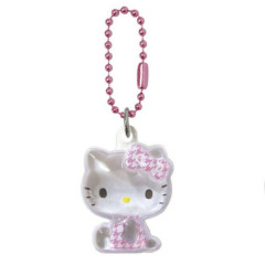 Japan Sanrio Acrylic Keychain - Hello Kitty : Houndstooth Pink Plump 3D