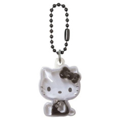 Japan Sanrio Acrylic Keychain - Hello Kitty : Monotone Black White Plump 3D