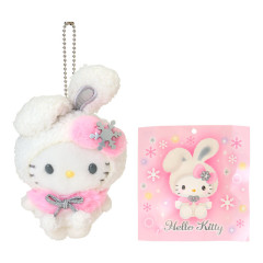 Japan Sanrio Original Mascot Holder - Hello Kitty : Christmas Snow Rabbit & Candy Ramune