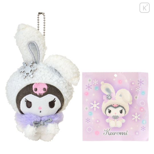 Japan Sanrio Original Mascot Holder - Kuromi : Christmas Snow Rabbit & Candy Ramune - 1