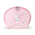 Japan Sanrio Original Round Cosmetic Pouch - Hello Kitty : Christmas Snow Rabbit & Snack - 1