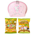 Japan Sanrio Original Round Cosmetic Pouch - Hello Kitty : Christmas Snow Rabbit & Snack - 5