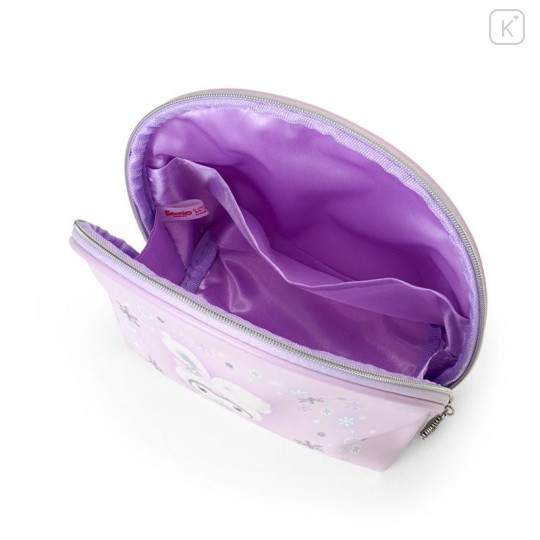 Japan Sanrio Original Round Cosmetic Pouch - Kuromi : Christmas Snow Rabbit & Snack - 4