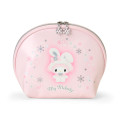 Japan Sanrio Original Round Cosmetic Pouch - My Melody : Christmas Snow Rabbit & Snack - 1