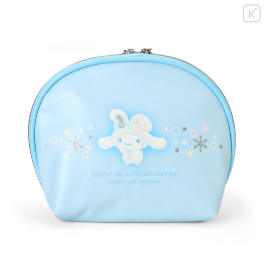 Japan Sanrio Original Round Cosmetic Pouch - Cinnamoroll : Christmas Snow Rabbit & Snack - 2