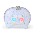 Japan Sanrio Original Round Cosmetic Pouch - Little Twin Stars : Christmas Snow Rabbit & Snack - 1