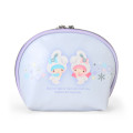 Japan Sanrio Original Round Cosmetic Pouch - Little Twin Stars : Christmas Snow Rabbit & Snack - 2