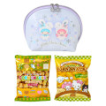 Japan Sanrio Original Round Cosmetic Pouch - Little Twin Stars : Christmas Snow Rabbit & Snack - 5