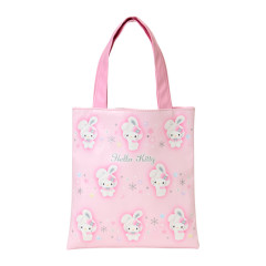 Japan Sanrio Original Mini Tote Bag - Hello Kitty : Christmas Snow Rabbit & Snack