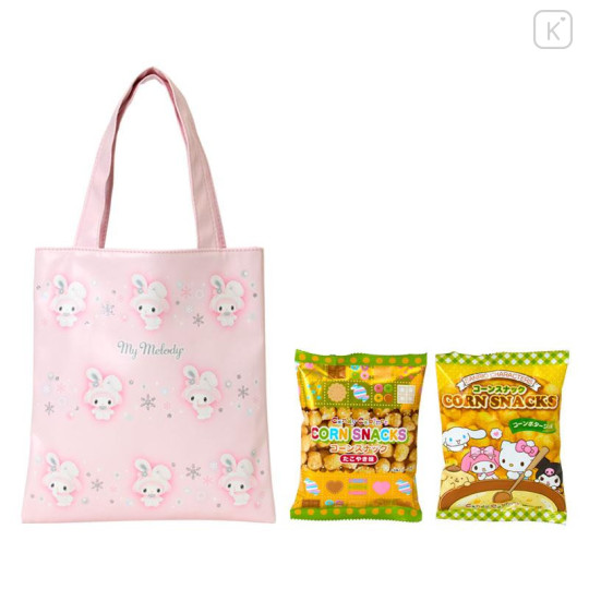 Japan Sanrio Original Mini Tote Bag - My Melody : Christmas Snow Rabbit & Snack - 4
