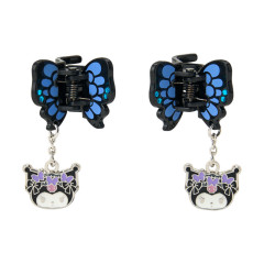 Japan Sanrio Original Mini Hair Clip Set - Kuromi : Butterfly Swaying Charm