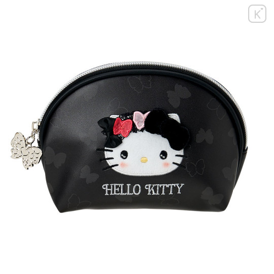 Japan Sanrio Original Round Cosmetic Pouch - Hello Kitty : Butterfly - 1
