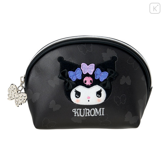 Japan Sanrio Original Round Cosmetic Pouch - Kuromi : Butterfly - 1