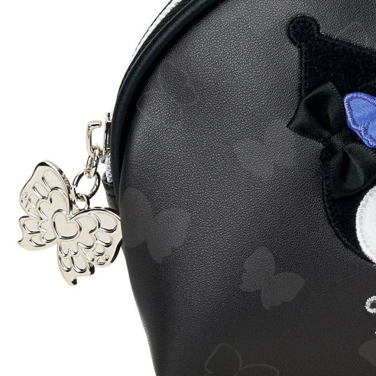 Japan Sanrio Original Round Cosmetic Pouch - Kuromi : Butterfly - 6