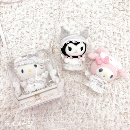 Japan Sanrio Original Plush Shoulder Bag - Enjoy Idol Pure White Angel Characters - 5