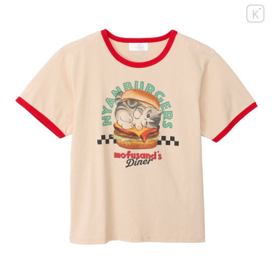 Japan Mofusand T-shirt (M) - Mofusand Diner Nyanburgers Cheese Burger Cat - 1