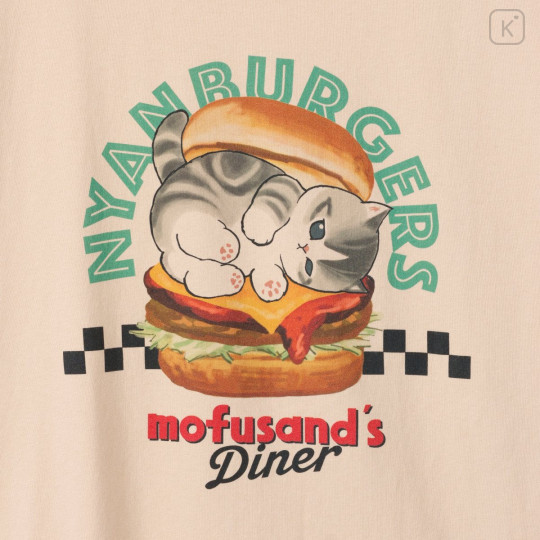 Japan Mofusand T-shirt (M) - Mofusand Diner Nyanburgers Cheese Burger Cat - 3