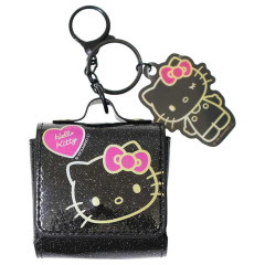 Japan Sanrio Mini Accessory Pouch & Charm Keychain - Hello Kitty : Gogo Gal Collection Glitter Black