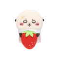 Japan Chiikawa Monitor Plush Toy - Rakko : Hook-and-loop Watching from Your Desktop Favourite Strawberry - 1
