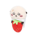 Japan Chiikawa Monitor Plush Toy - Rakko : Hook-and-loop Watching from Your Desktop Favourite Strawberry - 8