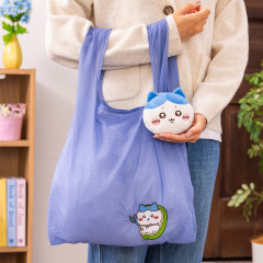 Japan Chiikawa Eco Shopping Bag & Mascot Pouch - Hachiware : Blue Purple