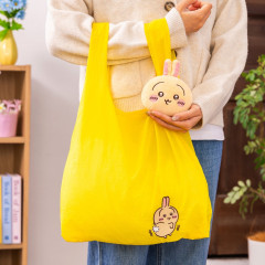 Japan Chiikawa Eco Shopping Bag & Mascot Pouch - Usagi : Sharp Yellow