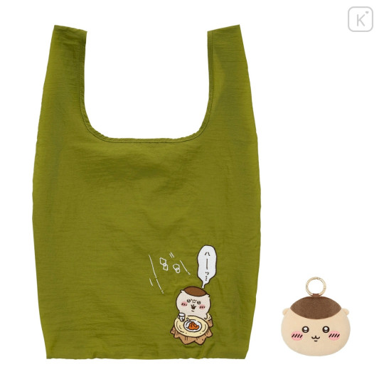 Japan Chiikawa Eco Shopping Bag & Mascot Pouch - Kurimanju - 8