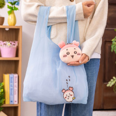 Japan Chiikawa Eco Shopping Bag & Mascot Pouch - Furuhonya Kani-chan : Light Blue
