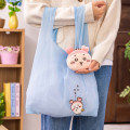 Japan Chiikawa Eco Shopping Bag & Mascot Pouch - Furuhonya Kani-chan : Light Blue - 1