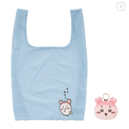 Japan Chiikawa Eco Shopping Bag & Mascot Pouch - Furuhonya Kani-chan : Light Blue - 8
