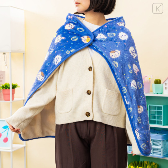 Japan Chiikawa 3way Warm Blanket - Characters Constellation Navy - 2