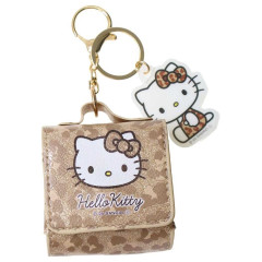 Japan Sanrio Mini Accessory Pouch & Charm Keychain - Hello Kitty : Gogo Gal Collection Glitter Leopard