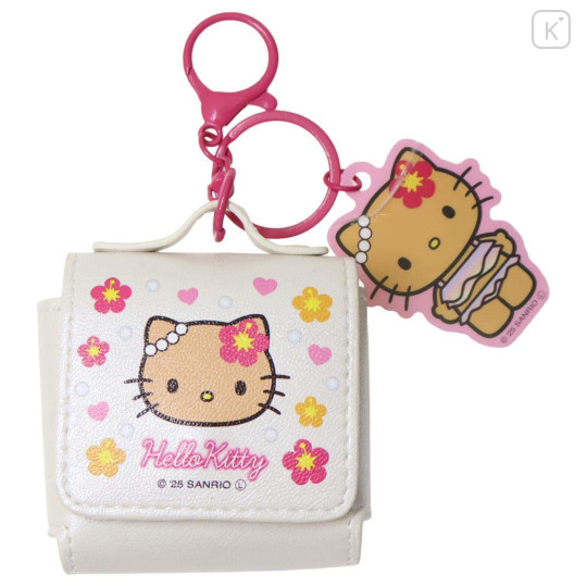 Japan Sanrio Mini Accessory Pouch & Charm Keychain - Hello Kitty : Tan Swimsuit Party - 1