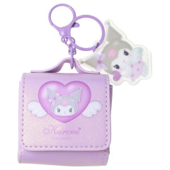 Japan Sanrio Mini Accessory Pouch & Charm Keychain - Kuromi : Dreaming Angel Purple