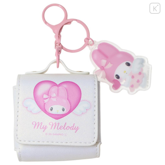 Japan Sanrio Mini Accessory Pouch & Charm Keychain - My Melody : Dreaming Angel White - 1