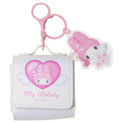 Japan Sanrio Mini Accessory Pouch & Charm Keychain - My Melody : Dreaming Angel White