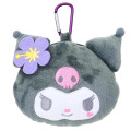 Japan Sanrio Face-shaped Pouch with Carabiner - Kuromi : Y2K - 1