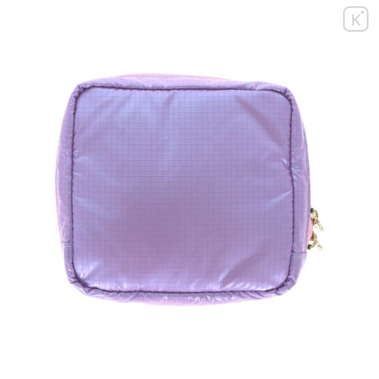 Japan Peanuts Square Pouch - Snoopy & Woodstock : Petit Collection Purple Satin - 2