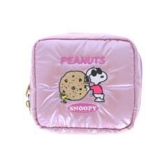 Japan Peanuts Square Pouch - Snoopy & Woodstock : Petit Collection Joe Cool Satin