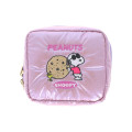 Japan Peanuts Square Pouch - Snoopy & Woodstock : Petit Collection Joe Cool Satin - 1