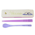 Japan Peanuts Chopsticks 19.5cm & Spoon with Case - Snoopy & Woodstock : Relax Night - 1