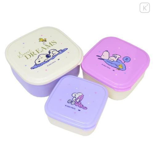Japan Peanuts Nesting Food Storage Container Set - Snoopy & Woodstock : Relax Night - 1