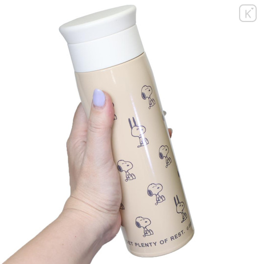 Japan Peanuts Insulated Stainless Steel Water Bottle 500ml - Snoopy : Beige - 2