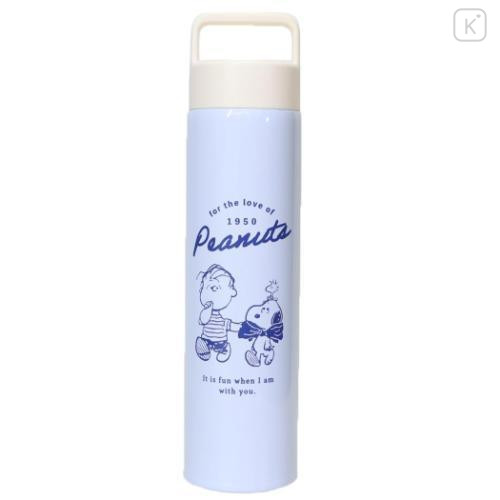 Japan Peanuts Insulated Stainless Steel Water Bottle 550ml - Snoopy : Light Blue Linus - 1