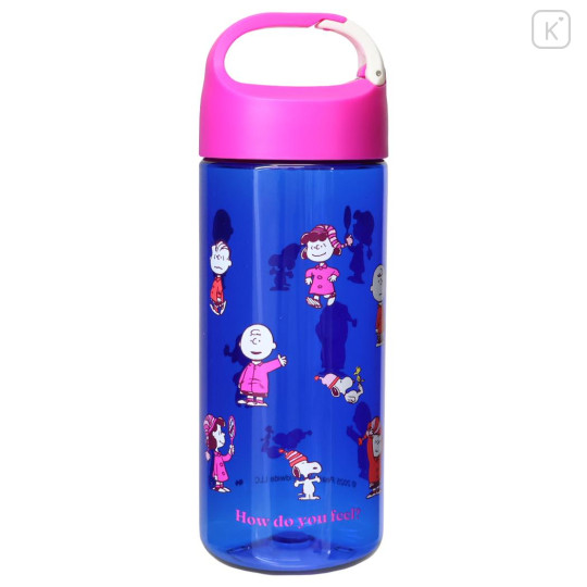Japan Peanuts Reusable Clear Water Bottle 540ml - Snoopy : Winter Blue Pink - 1