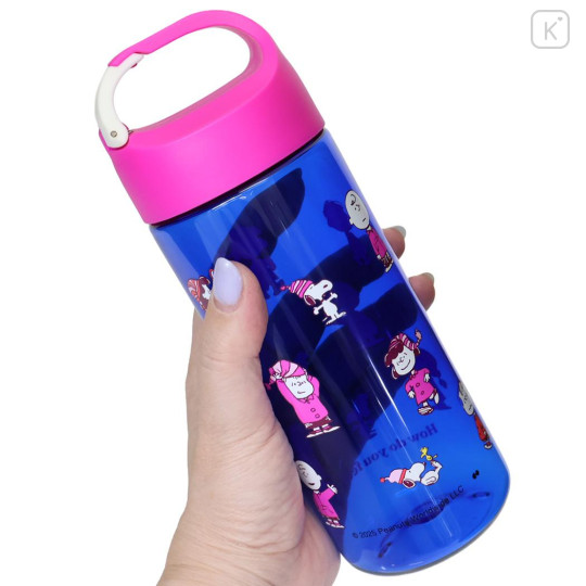Japan Peanuts Reusable Clear Water Bottle 540ml - Snoopy : Winter Blue Pink - 2