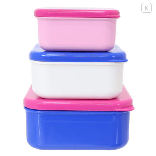 Japan Peanuts Nesting Food Storage Container Set - Snoopy & Woodstock : Winter Blue Pink - 2