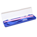 Japan Peanuts Chopsticks 19.5cm & Spoon with Case - Snoopy & Woodstock : Winter Blue Pink - 2